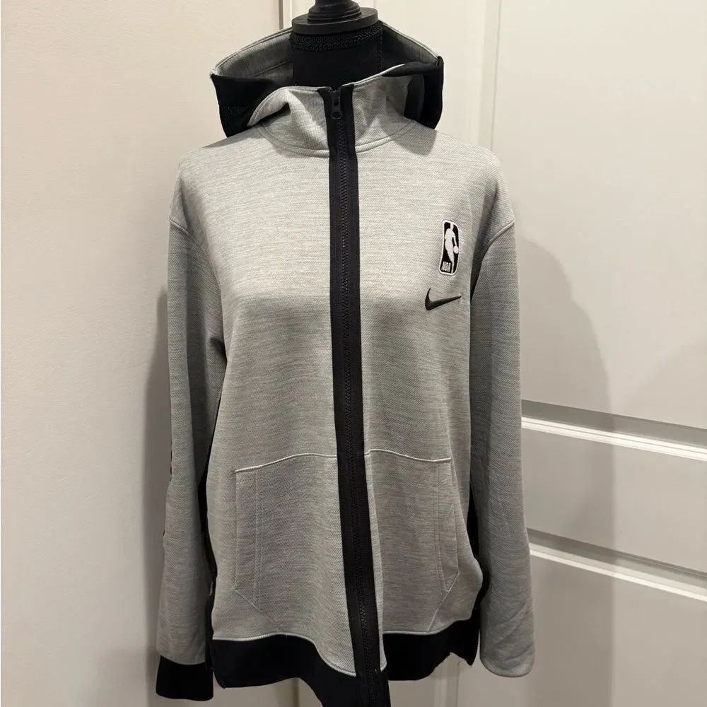Nike NBA Dri-Fit Full Zip Hoodie Jacket Gray Black | Size M